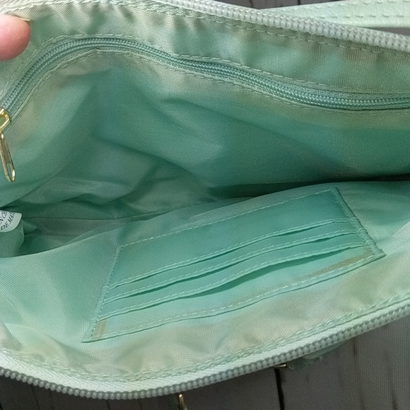 Mint Green Petite Laser Cut Crossbody Pouch Purse - Picture 9 of 13